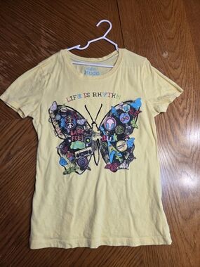 Mudd Girls' Yellow 'Life Is Rhythm' Butterfly Graphic Tee